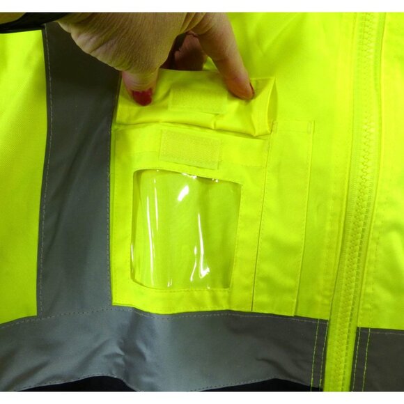 Petra Roc Hi-Vis Lime/Black Safety Jacket Detachable Hood Reflective Stripes ANS - Picture 8 of 15